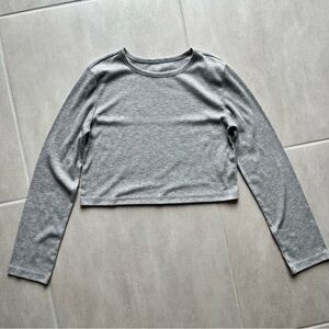 GAP Kids Heather Gray Long Sleeve Pajama Crop Top